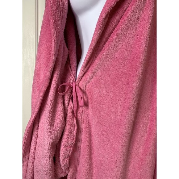 Victoria's Secret PINK M/L Gold Embroidery Plush Bath Robe Hoodie Barbie Core VS - Picture 7 of 9